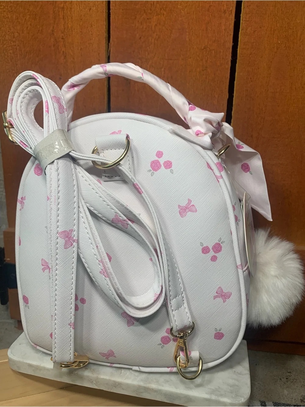 Under One Sky Girls Quilted Mini Convertible Floral Backpack Purse with Bow NWT